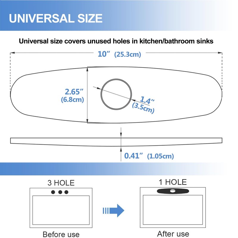 10 Inch Sink Faucet Hole Cover Deck Plate, 304 Stainless
