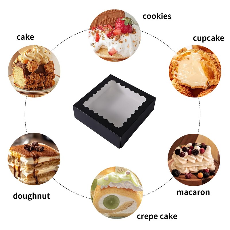 PFAMKEER 36 pcs 9x9x2.5 Inches Bakery Boxes with Window, Cake
