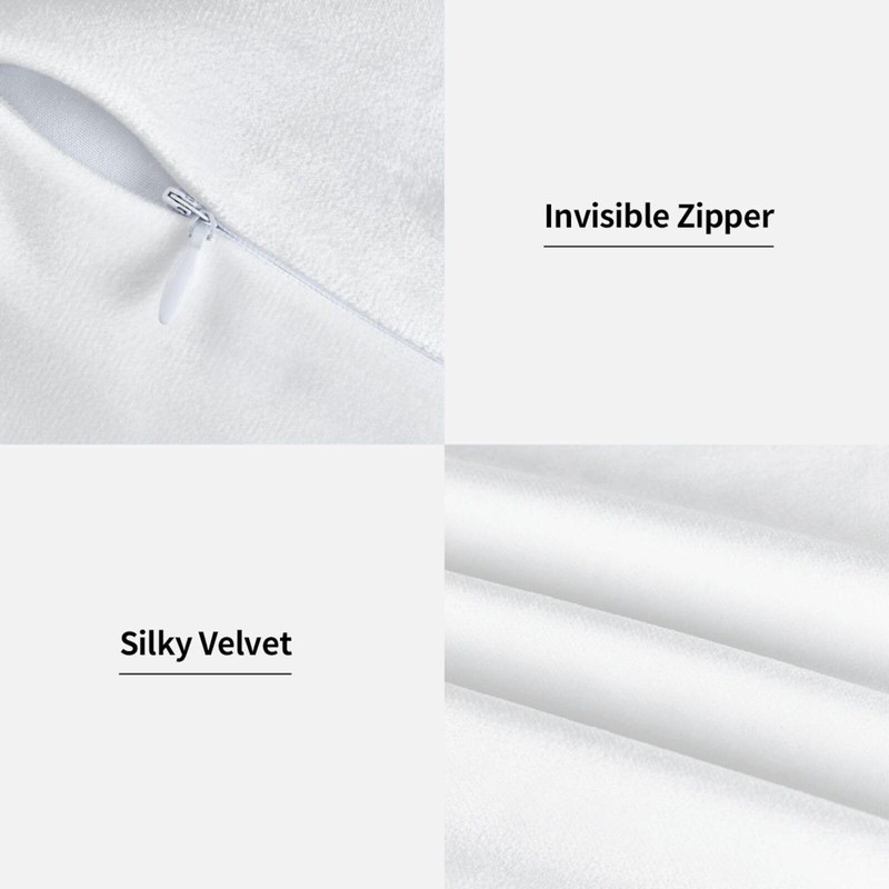 HOSTECCO Stay Cozy Pillow Covers 12x20 Inch, White Velvet Decorative