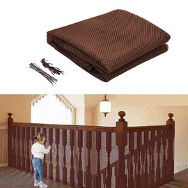 3 Metre Stair Protective Net, Stair Railing Safety Net, Stair Railing Fence Mesh, Safety Net for Children, Protective Net Stairs, Baby Balcony Net (Brown)
