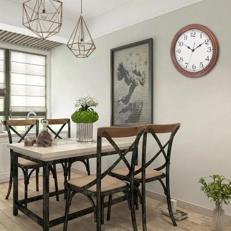 14 Inch Wood Wall Clock Retro Wooden Wall Clocks Battery
