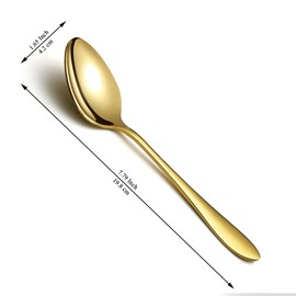 Berglander Gold Soup Spoons, 12 Pieces, Titanium Gold-Plated Stainless Steel Tablespoon, Tablespoon, Spoon Cutlery for Home, Restaurant, Hotel, Daily Use, Dishwasher Safe