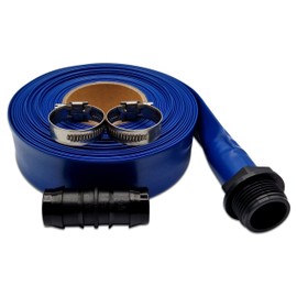Ultimate Layflat Discharge Hose Pipe Set - 10m x 25mm Diameter, Complete with 2 Clips, Joiner Coupler, and Pond Connector for use with Submersible & Other Water Pumps. Set by MYPURECORE