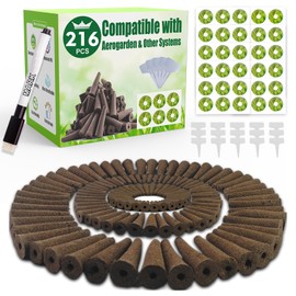 216 pcs Seed Pods Kit for Aerogarden, Grow Sponges for Hydroponics Growing System, Grow Pods for Aerogarden Kit with 100 Hydroponic Grow Sponges, 100 Pod Labels, 15 Plant Tags, 1 Mark Pen, White