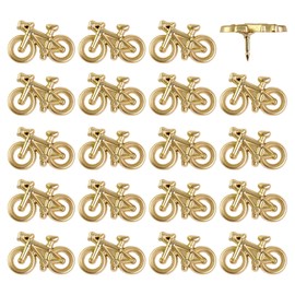 Bicycle Push Pins - Gold Metal Bike Pins - for Cork Board, Maps, or Lapel Pin Use - Designed in USA - Set of 10