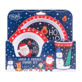 RSW INTERNATIONAL Christmas 3 Piece Melamine Feeding Set Cup Bowl Plate Santa and Friends