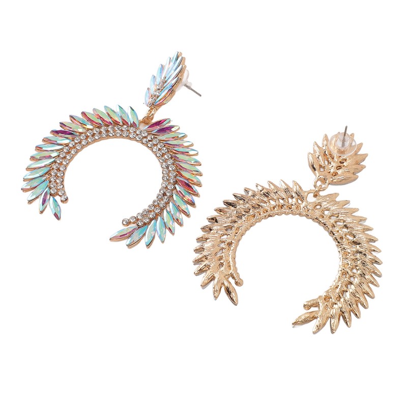 Marquise Flower Teardrop Earrings KC Gold Glittering Semicircle Teardrop Dangle