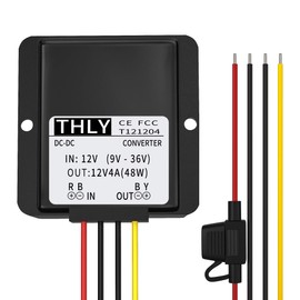 Voltage Stabilizer Car,12V Surge Protector Car Voltage Stabilizer 4A 48W with Fuse Waterproof, 12V DC Voltage Regulator for Auto Truck Vehicle Boat Motor Solar System Protection