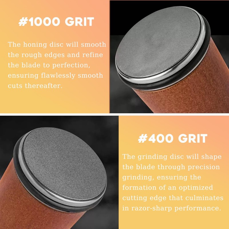 BomCot Rolling Knife Sharpener Kit, Diamond and Ceramic Discs Roller