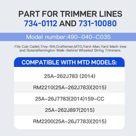 Kudoosen 490-040-C035 490-040-M035 Cutting Trimmer Line 0.155" 18.5'' Length Compatible with MTD,Cub Cadet,Troy-Bilt,Remington,Yard-Man,Bolens,Yard Machines Trimmer 2-N-1 Head,20 Pack