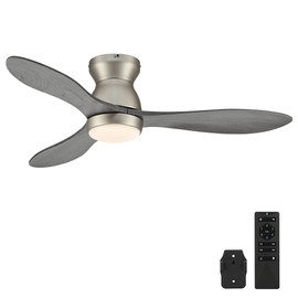 VONLUCE Ceiling Fans with Lights, 42 Inch Ceiling Fan and Remote, 6-Speeds Noiseless Reversible DC Motor, 3CCT, Wood Ceiling Fan for Farmhouse Bedroom Indoor Outdoor, Nickel