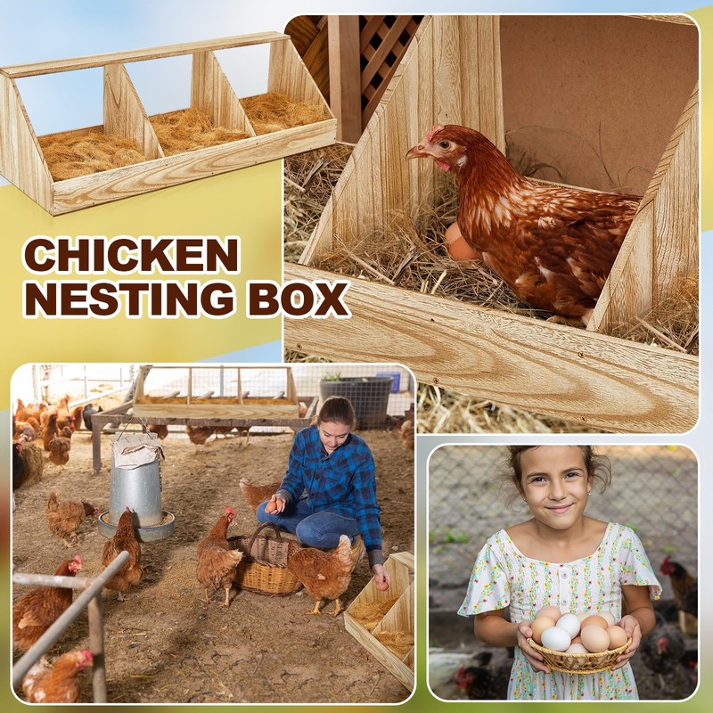 Thyle Chicken Nesting Boxes 3 Compartment Wall Mount Chicken Laying