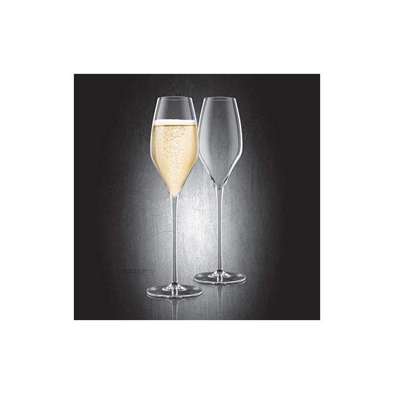 Final Touch 100% Lead-free Crystal Champagne Flutes Glasses Made with