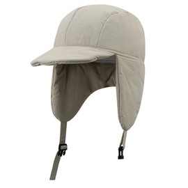 Clakllie Russen Men's Winter Bomber Hats, Aviator Hat, Trapper Hat, Windproof Winter Hat with Ear Flaps, Peaked Cap, Warm Hunting Hat for Skiing, Ice and Other Outdoor Activities, DDKP01-Beige