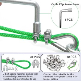 hannger 3/16" Wire Rope, 100 Ft PVC Coated Wire Cable Metal Steel Cable Trellis Kit, Multi-use Clothes Line Cable for T Post/Climbing Grapevines Plants Outdoor/String Light Hanging Kit