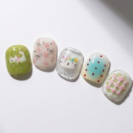 [Ar] Flower garden handmade nail tips Drawing nail art specialist / [아르] 꽃밭 수제네일팁 드로잉네일아트 전문