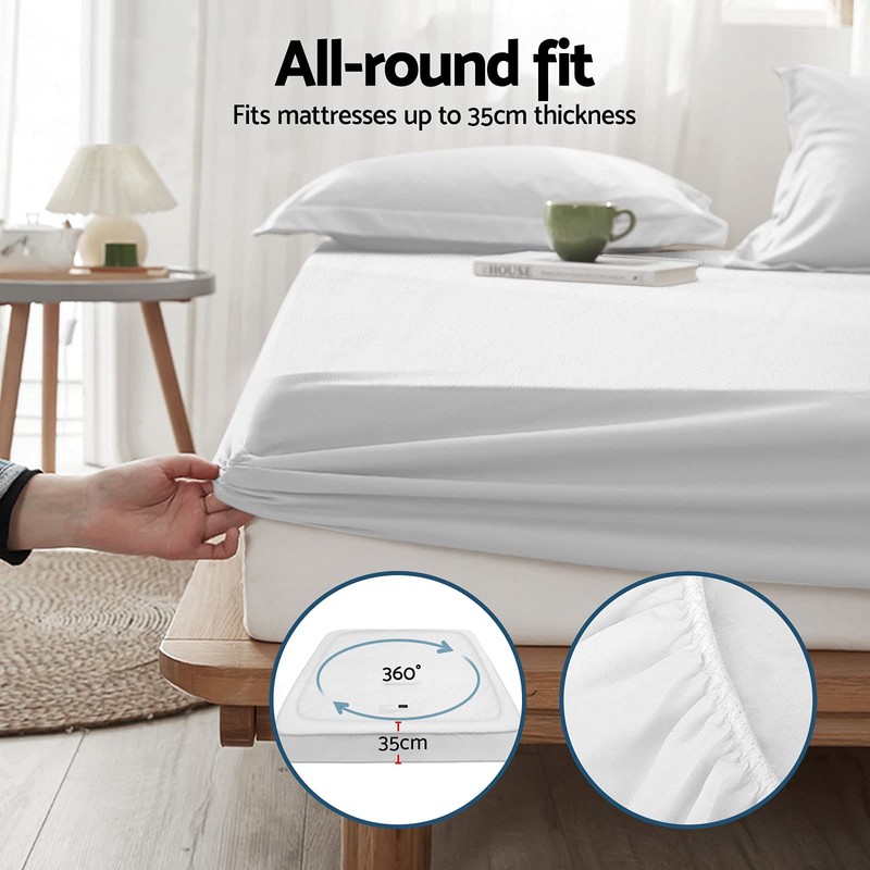 Giselle Bedding Double Mattress Protector, Bed Sheets Cover Waterproof Bamboo