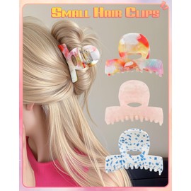 Small Hair Clips for Women,3PCS Half-Up Bun Cute Acetate Hair Claw Clips for Thin Thick Hair Strong Hold, 2.2" Non-slip Jaw Clips Y2K Hair Accessories