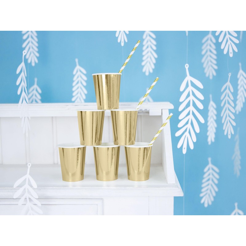 PartyDeco KPP57-019ME-EU1 Paper Cups/Drinking Cups - Shiny Gold - 220