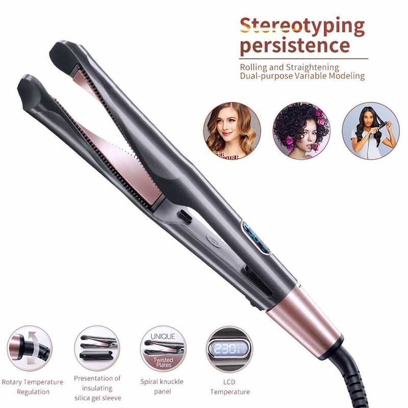 Ustar 2 in 1 Hair Straightener and Curler, Twist Flat