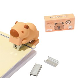 Cute Capybara Desktop Stapler with Staples, Small Mini Office Stapler, Kids Cartoon Capybara Staplers for Desk, Handheld Stapler for Home Office (Capybara)