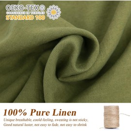 Simple&Opulence 100% Linen Duvet Cover Set, 3 PCS Natural French Flax Olive Green Duvet Cover Queen Size, Breathable Soft Comfy Linen Bedding Comforter Cover with 2 Pillowcases(Olive Green, 88"x92")