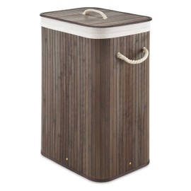Whitmor Laundry Hamper with Rope Handles Bamboo, 12.25x16.25x23.375, Dark Stain