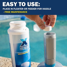 XtremeClear 1.5 Pounds Chlorine Tablets for Swimming Pools, Spa, Hot Tub, Long-Lasting Stabilized 1" Chlorinating Tablets Chemicals, Small Pool