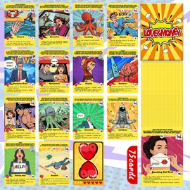AWKAEIN 75-Cards Retro Comic Oracle Deck Twin Flame Soulmate Karmic Situation for Love & Relationships & Money，Clarifying Life Situations Oracle Cards，Love Message Oracle Cards for Beginners