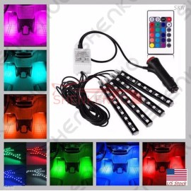 SHENKENUO Car Interior Footwell LED Strip Lights RGB Multicolour Remote Atmosphere Lamp