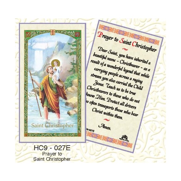 Prayer to Saint Christopher.Laminated 2-Sided Holy Card (3 Cards per Order)