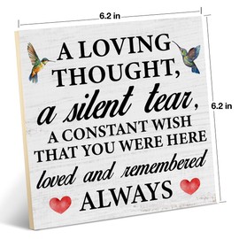Sympathy Gift, Gifts, Memorial Gifts for Loss of Mom Dad Husband Wife Daughter, in Memory of Loved One Wood Sign Plaque Keepsake Desk Decor for Home Bedroom 6.2 X 6.2 Inches