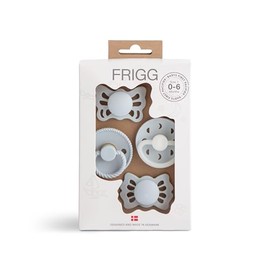 FRIGG ​​​Baby First Chupete – Moonlight Sailing Paquete de 4 unidades, fabricado en Dinamarca, sin BPA (azul polvo, 0-6 meses)