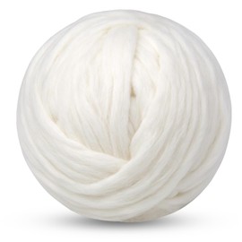 Ramlur White Felting Wool, 454g/1lb Wool Roving, Wool Felting Yarn
