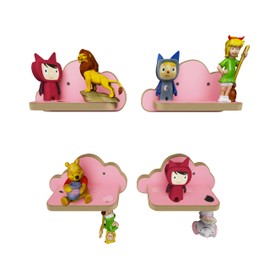 Holzura Tonie Figure Shelf, Wall Shelf for Children, Storage for Tonies and Tonibox, Children's Shelf for Tonie, Cloud (Set of 4)