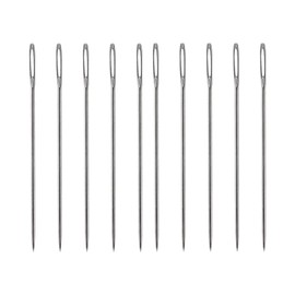 10 Pieces Upholster Sewing Needles Large Eye Needle for Hand Sewing Act Embroidery Leather Craft and Jewellery (6 Inch)
