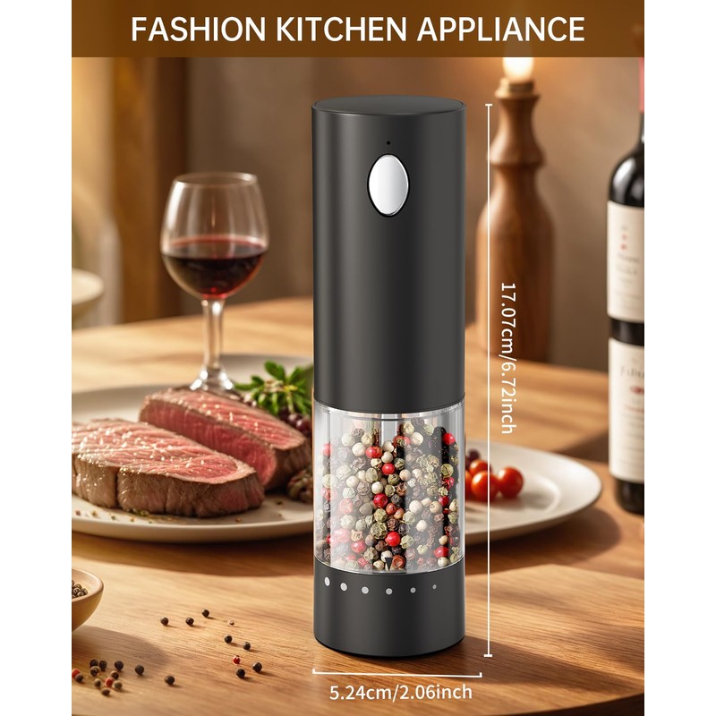 CIRCLE JOY Electric Salt and Pepper Grinder Set Rechargeable Salt