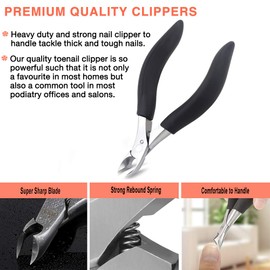 BEZOX Toe Nail Clippers for Thick or Ingrown Nails - Heavy Duty Stainless Steel Soft Grip Toe Nail Cutters - Olecranon Short