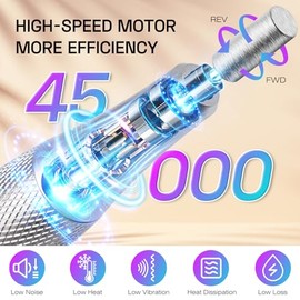 Depvko Taladro Eléctrico Para Uñas: Herramienta Profesional Inalámbrica De 45 000 Rpm Con Perilla De Velocidad Continua Para Uñas Acrílicas De Gel Y P