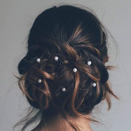 Unicra Wedding Silver Hair Pins Wedding Bridal Pearl Hair Accessories for Brides and Bridesmaids Pack of 10