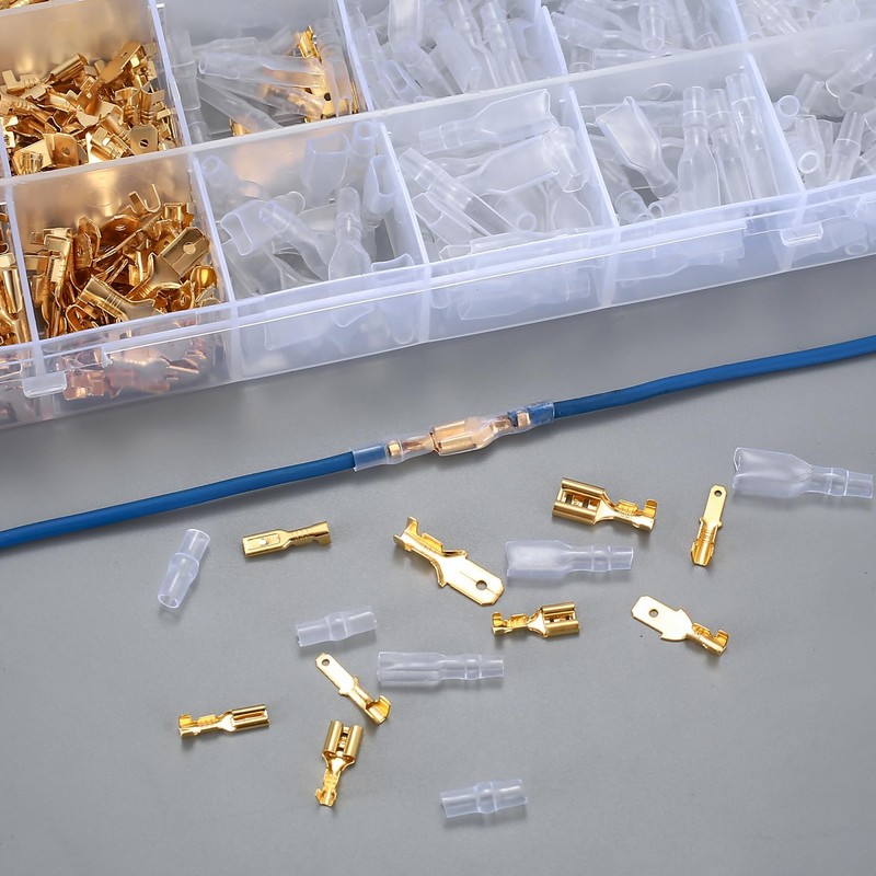 KOXXIAMOQ 600 Pcs 2.8mm 4.8mm 6.3mm Male and Female Wire