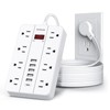10 Ft Long Extension Cord,Power Strip Surge Protector HUNIAN Flat