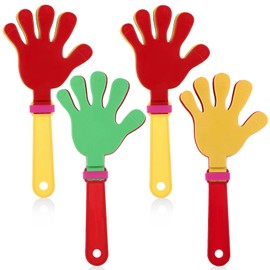 JIYIN 4 Pcs 9.5 Inch Hand Clappers Noisemakers, Colorful Hand Clappers Bulk Plastic Noise Makers for Football Sporting Events Cheers Birthday Celebrations Supplies