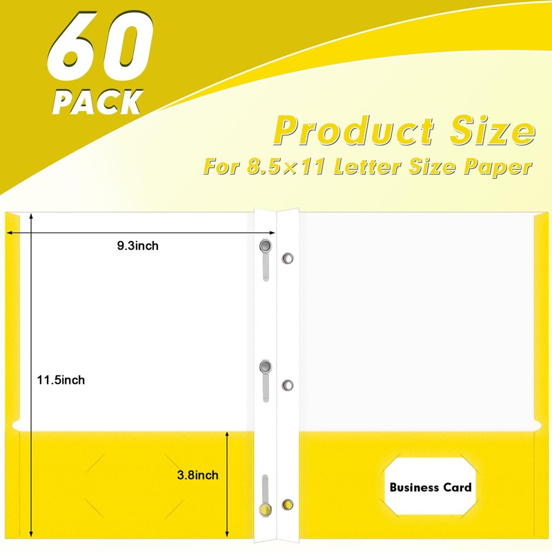 Two Pocket Folders, PANDRI 60 Pack Two Pocket Folders with