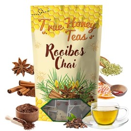 True Honey Rooibos Chai Tea Bags - Providing Herbal Wellness - All Natural Organic Rooibos, Cinnamon, Clove, Coriander, Anise and Fennel - Blended with Honey Crystals Blended - 24 Count