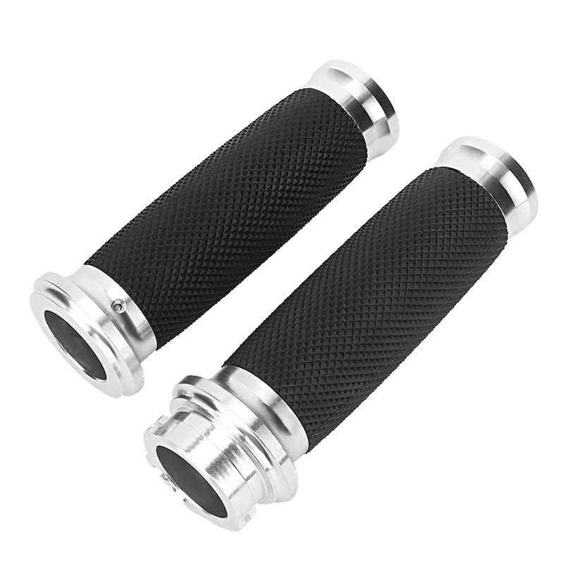 1Pair Universal Motorcycle 25mm Handgrip Aluminum+Rubber Anti Slip Handlebar Grip