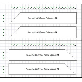 Clausen's World 4in. Fender Hash Double Bar Vinyl Graphic Decal Racing Stripes, Fits Corvette C6 Stingray, Both Sides, Red