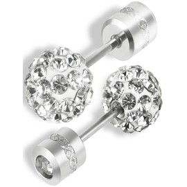 CCopan Earrings, Metal Allergy, First Earrings, Surgical Stainless Steel, Unisex, Screw Type, Binaural, Set of 2, Stainless Steel