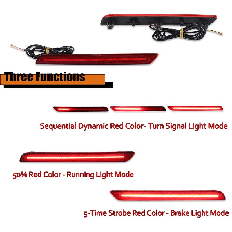 ADIIL 2PCS Red Lens Red LED Rear Fog Light Bumper