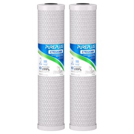 PUREPLUS 5 Micron 20" x 4.5" Whole House Coconut Shell Activated Carbon Water Filter Replacement Cartridge, Compatible with EPM-20, CB-20, 155783-43, FC25B, 2 Pack